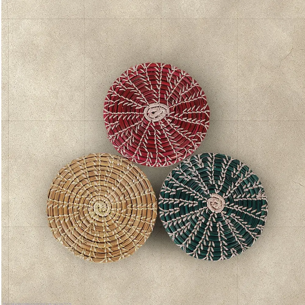 Roots & Reeds | Handcrafted ~ Pine Flat Coasters (Set of 6 )  -  Three color options