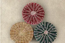 Roots & Reeds | Handcrafted ~ Pine Flat Coasters (Set of 6 )  -  Three color options