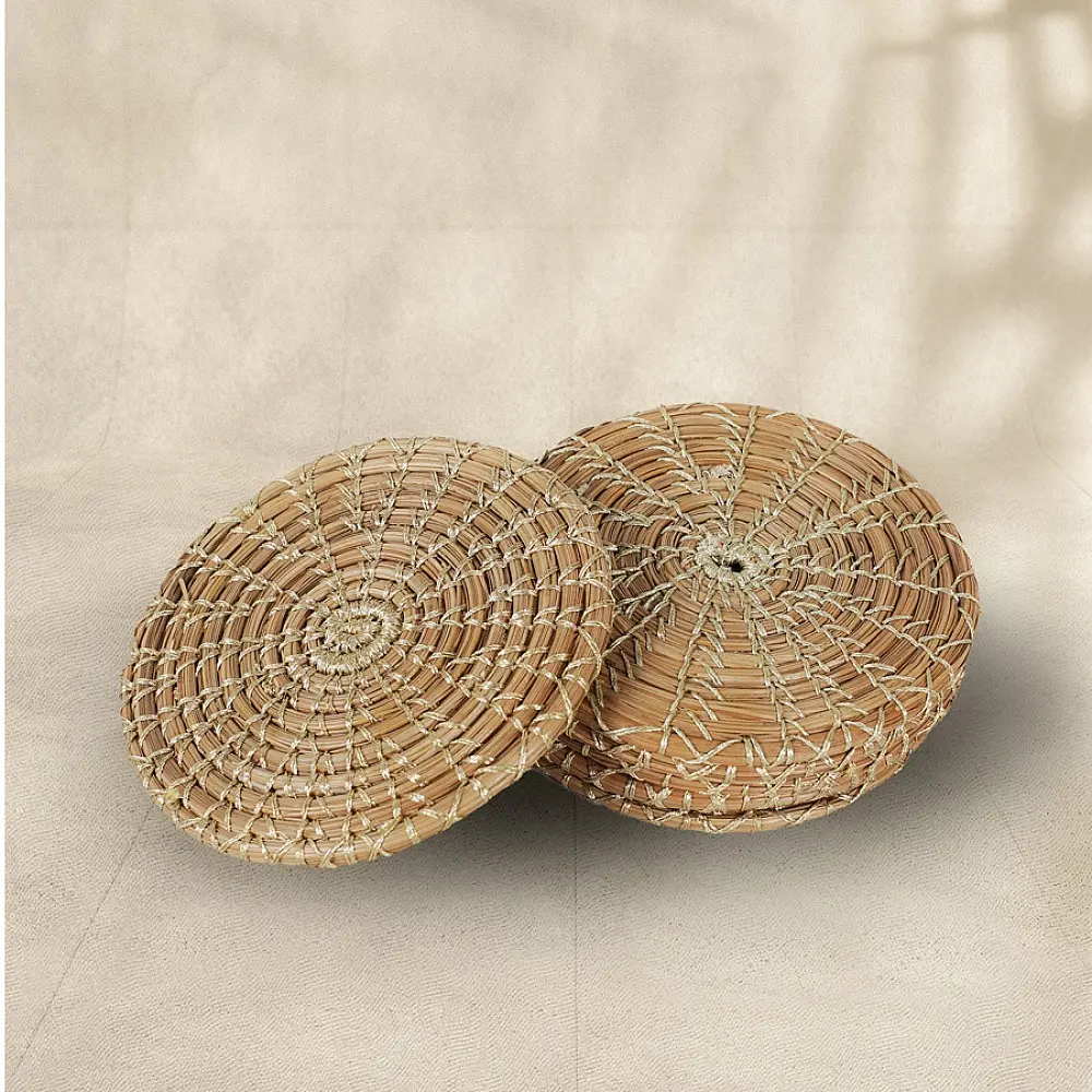 Roots & Reeds | Handcrafted ~ Pine Flat Coasters (Set of 6 )  -  Three color options