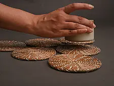 Roots & Reeds | Handcrafted ~ Pine Flat Coasters (Set of 6 )  -  Three color options