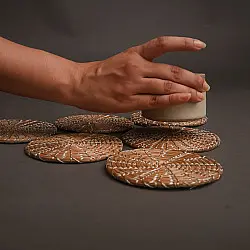 Roots & Reeds | Handcrafted ~ Pine Flat Coasters (Set of 6 )  -  Three color options