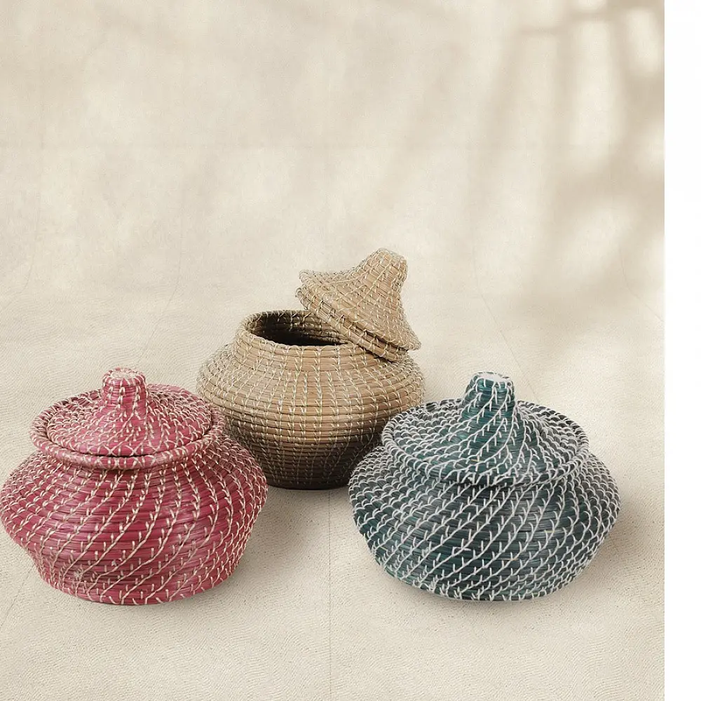 Roots & Reeds | Handcrafted ~ Matka Pine Storage (Three Color Options)