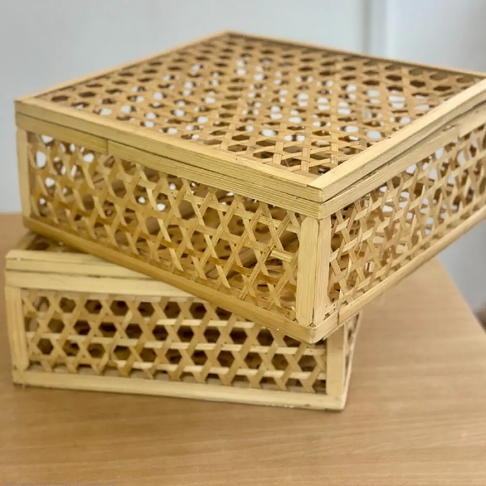 Roots & Reeds | Handcrafted ~ Square Bamboo Box with Lid