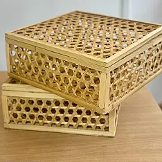 Roots & Reeds | Handcrafted ~ Square Bamboo Box with Lid
