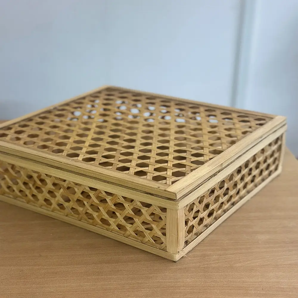 Roots & Reeds | Handcrafted ~ Square Bamboo Box with Lid