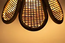 Roots & Reeds | Handcrafted Cane Hanging Light Flower - Aura