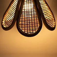 Roots & Reeds | Handcrafted Cane Hanging Light Flower - Aura