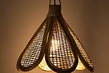 Roots & Reeds | Handcrafted Cane Hanging Light Flower - Aura