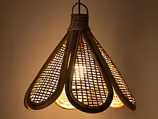 Roots & Reeds | Handcrafted Cane Hanging Light Flower - Aura