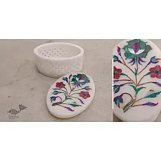 तराश ☘ Pacchikari (Inlay) Marbel Oval Jali Box ☘ 11