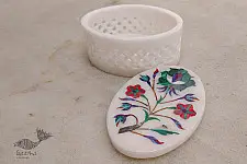 तराश ☘ Pacchikari (Inlay) Marbel Oval Jali Box ☘ 11