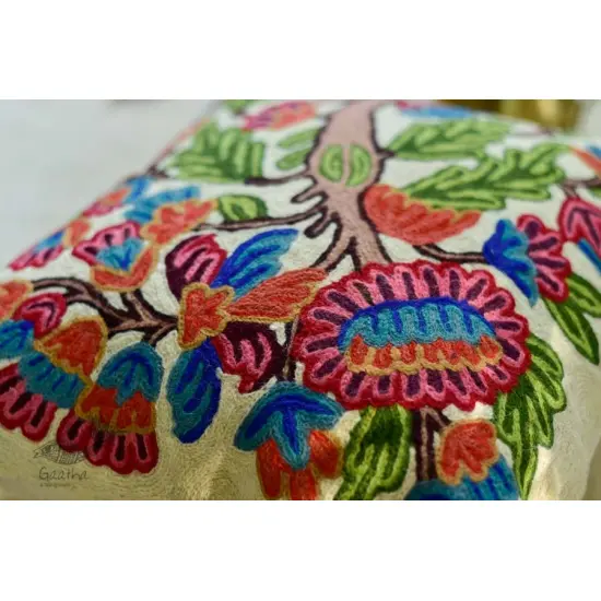 गुल ✩ Kashmiri Ari Embroidery Cushion Cover (16 x 16) ✩ 19