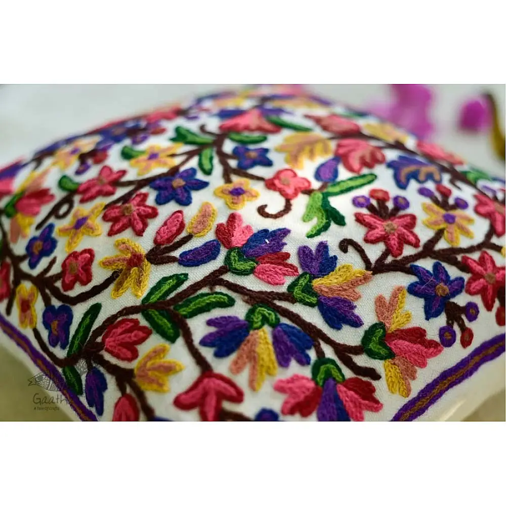 गुल ✩ Kashmiri Ari Embroidery Cushion Cover (16 x 16) ✩ 22