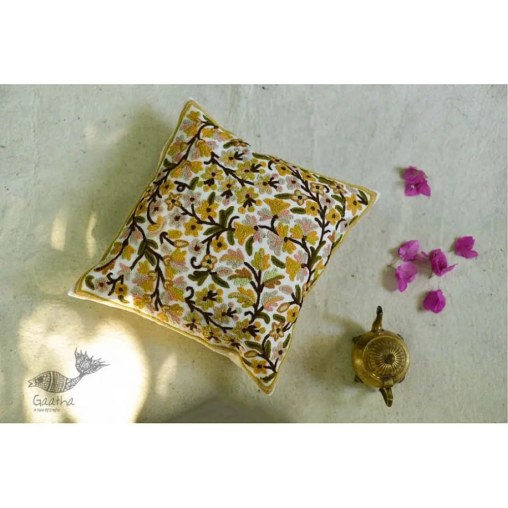 गुल ✩ Kashmiri Ari Embroidery Cushion Cover (16 x 16) ✩ 31