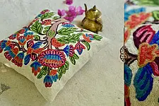 गुल ✩ Kashmiri Ari Embroidery Cushion Cover (16" x 16") ✩ 19