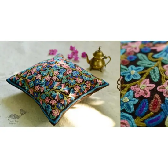 गुल ✩ Kashmiri Ari Embroidery Cushion Cover (16 x 16) ✩ 33