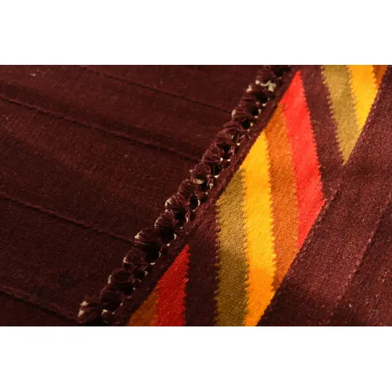 hand woven woolen durrie Dark Brown