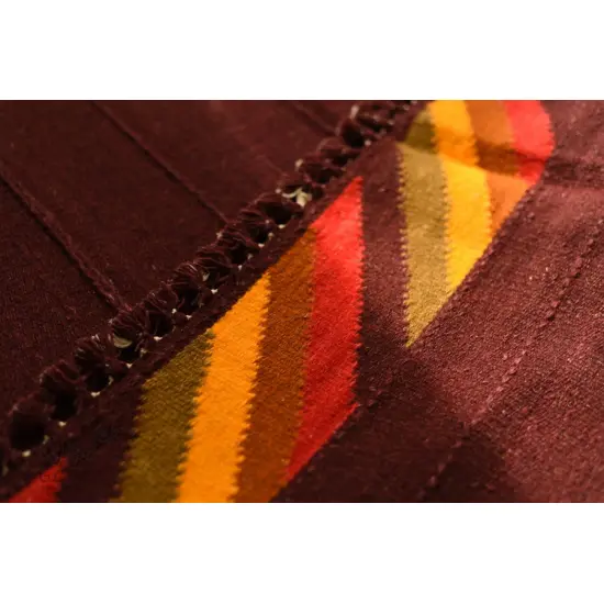 hand woven woolen durrie Dark Brown