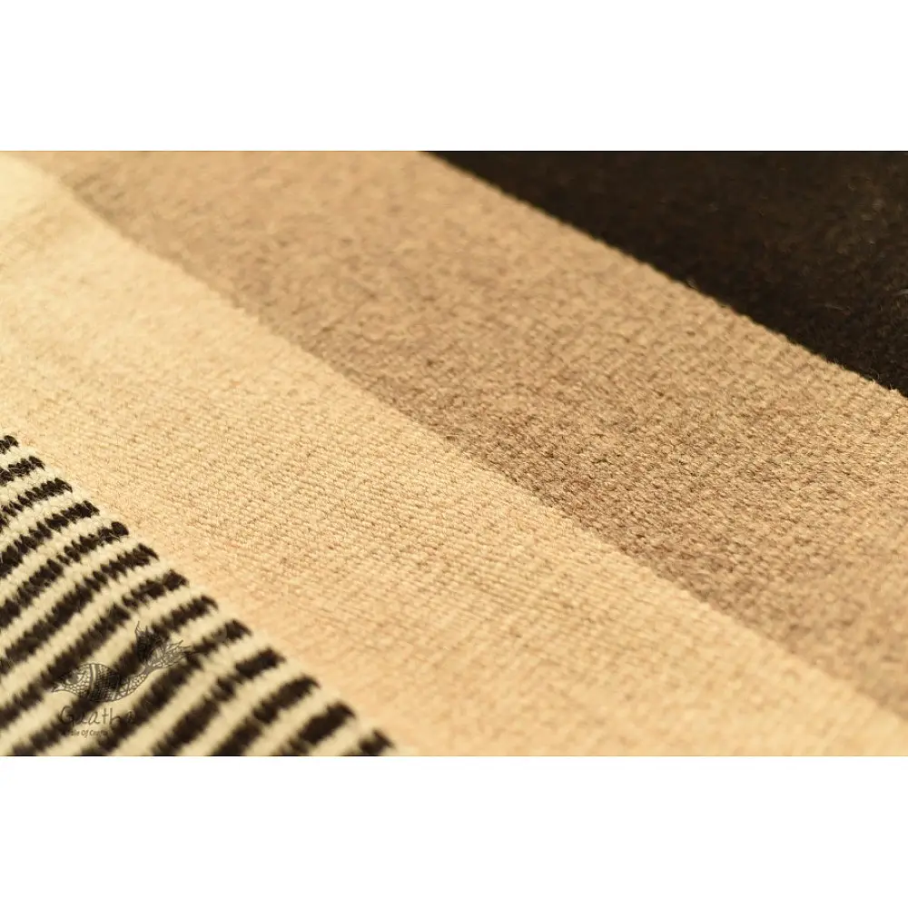 hand woven woolen durri Black & Off White