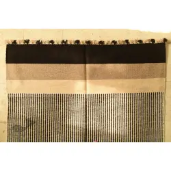 Sulochana ~ Woolen Durrie ( 4' X 6' ) ~ Black & Off White