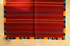 Sulochana ~ Jawaja Woolen Durrie ( 3' X 5' ) | Striped in Brick Red 