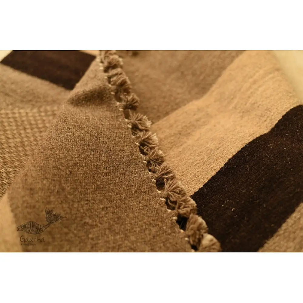 hand woven woolen durrie ~ Light Beige 
