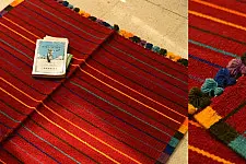 Sulochana ~ Jawaja Woolen Durrie ( 3' X 5' ) | Striped in Brick Red 