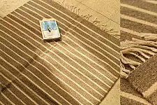 Sulochana ~ Handloom Woolen Durrie ( 3' X 5' ) | Light & White