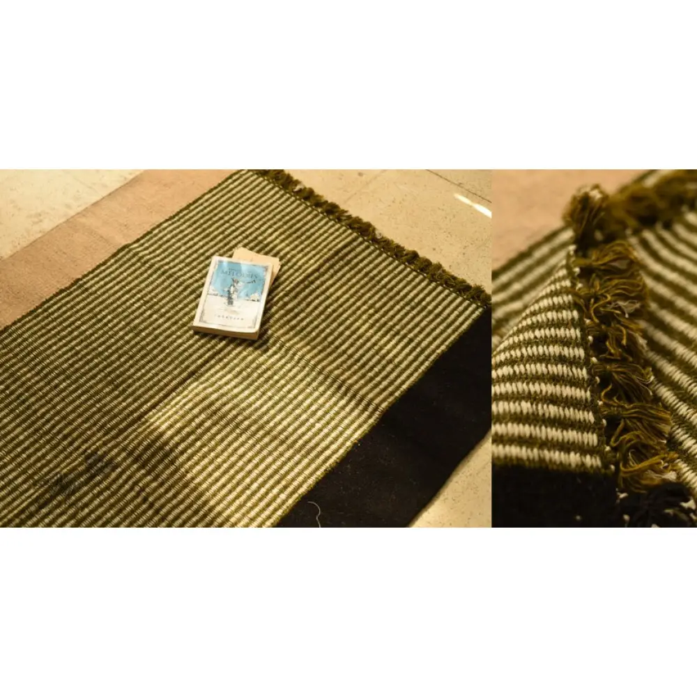 hand woven woolen durri Green Stripes