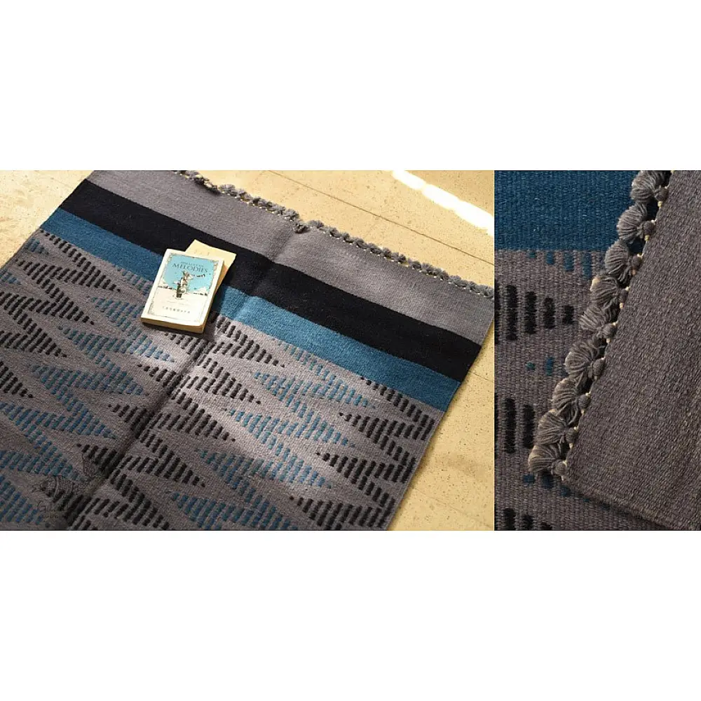 hand woven woolen durri zig zag