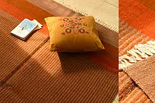 Sulochana ~ Woolen Durrie ( 4' X 6' ) ~ Light Brown Stripes