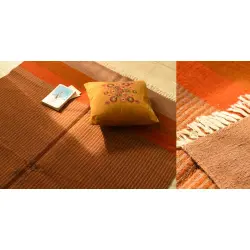 Sulochana ~ Woolen Durrie ( 4' X 6' ) ~ Light Brown Stripes