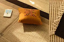 Sulochana ~ Jawaja Woolen Durrie ( 4' X 6' ) | Light Grey Stripes 