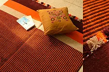 Sulochana ~ Jawaja Woolen Durrie ( 4' X 6' ) | Orange & Maroon