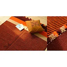 Sulochana ~ Woolen Durrie ( 4' X 6' ) ~ Orange & Maroon