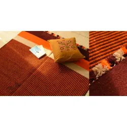 Sulochana ~ Woolen Durrie ( 4' X 6' ) ~ Orange & Maroon