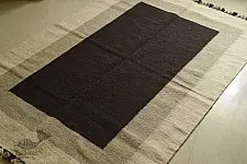 Sulochana | Jawaja Handloom Woolen Durrie ( 4' X 6' ) | Black and White