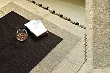 Sulochana | Jawaja Handloom Woolen Durrie ( 4' X 6' ) | Black and White