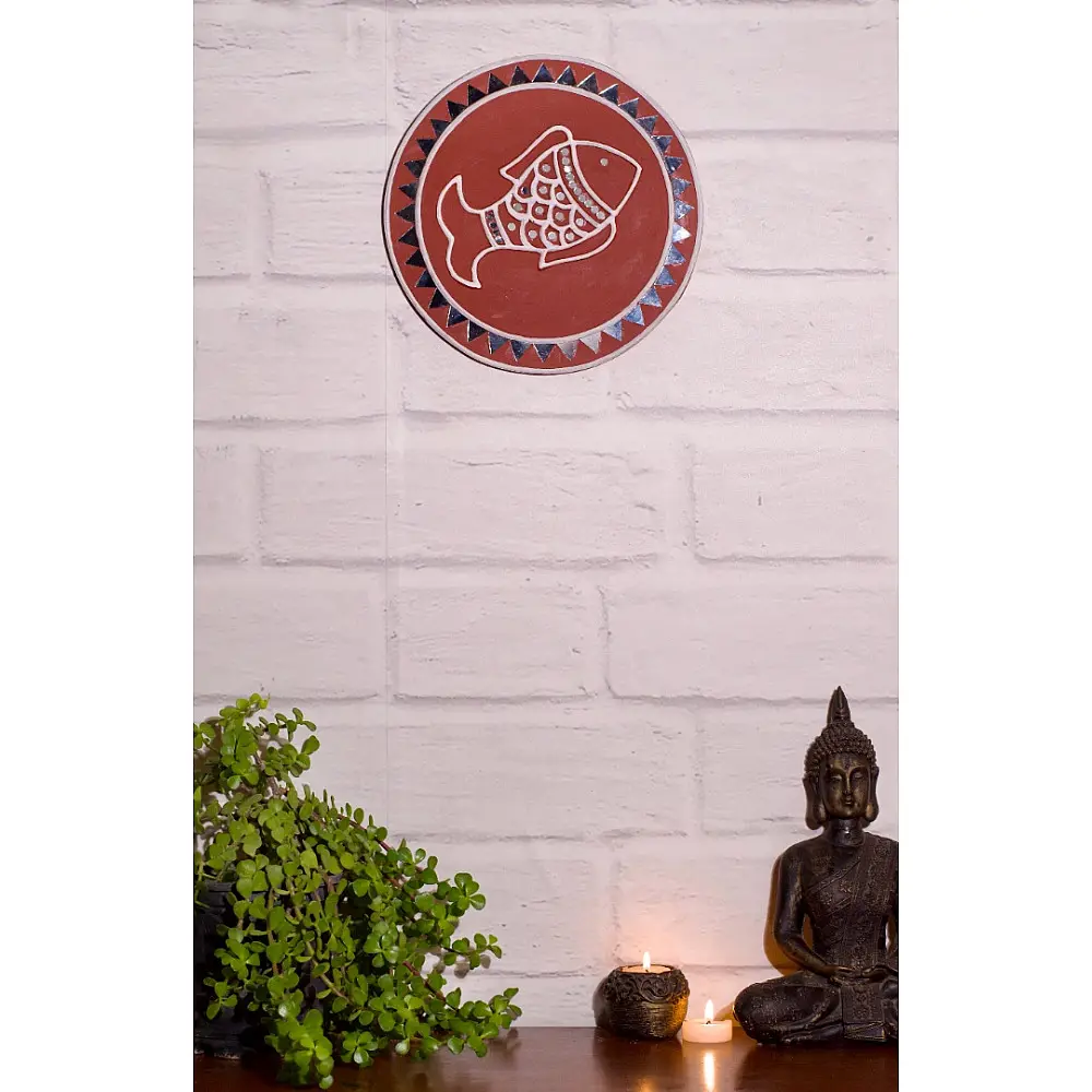Shop Handmade ~ Kutch Lippan Mud Work Fish - Terracotta