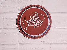 Home And Living | Handmade ~ Kutch Lippan Mud Work Fish - Terracotta