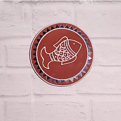 Home And Living | Handmade ~ Kutch Lippan Mud Work Fish - Terracotta
