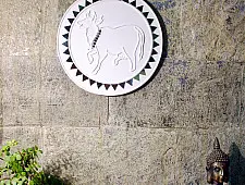 Home And Living | Handmade ~ Kutch Lippan Mud Work Holy Cow - White