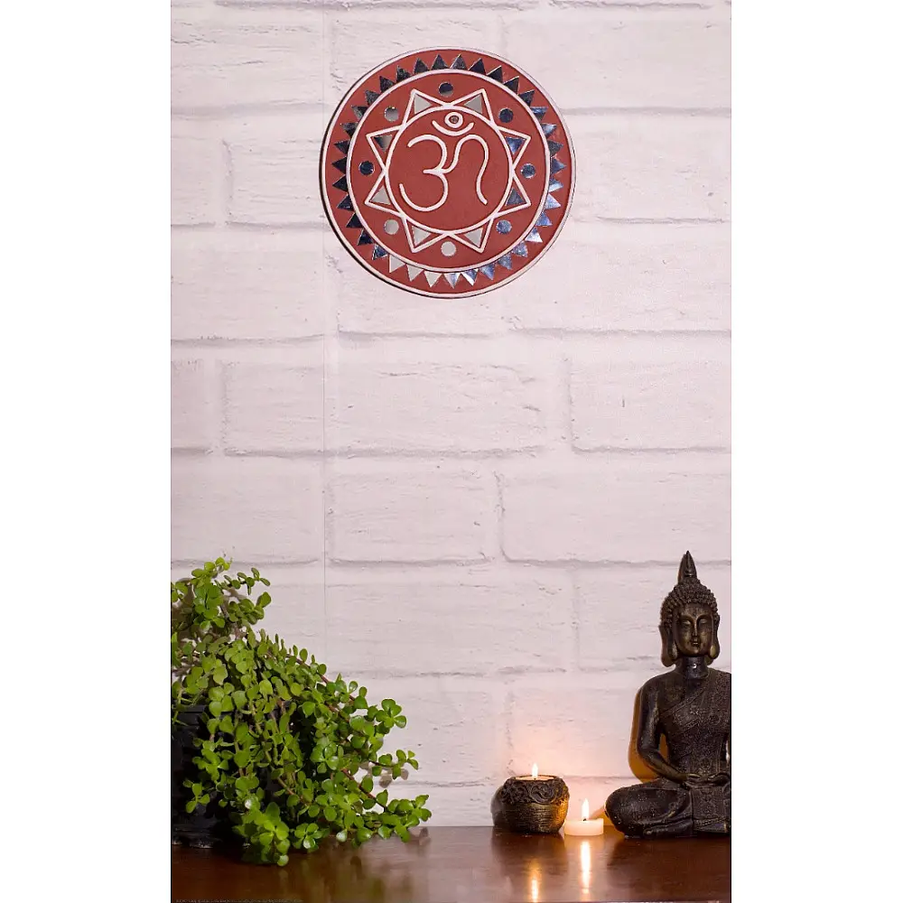 Shop Kutch Lippan Mud Work Om symbol - Terracotta