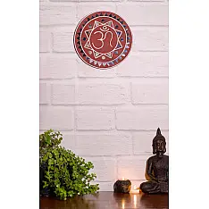 Home And Living | Handmade ~ Kutch Lippan Mud Work Om symbol - Terracotta