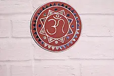 Home And Living | Handmade ~ Kutch Lippan Mud Work Om symbol - Terracotta