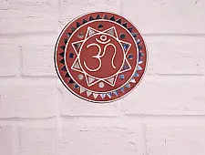 Home And Living | Handmade ~ Kutch Lippan Mud Work Om symbol - Terracotta