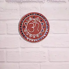 Home And Living | Handmade ~ Kutch Lippan Mud Work Om symbol - Terracotta