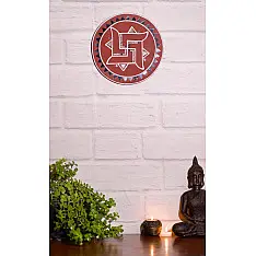 Home And Living | Handmade ~ Kutch Lippan Mud Work Swastik symbol - Terracotta