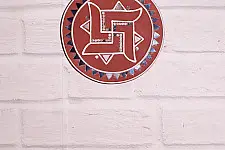 Home And Living | Handmade ~ Kutch Lippan Mud Work Swastik symbol - Terracotta