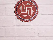 Home And Living | Handmade ~ Kutch Lippan Mud Work Swastik symbol - Terracotta